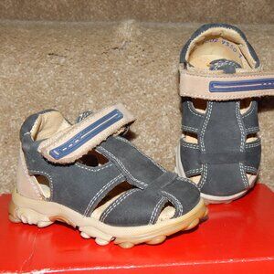 NEW $70 Leather Navy Blue Sandals MINIBEL sz 19 U.S. 3 / 4